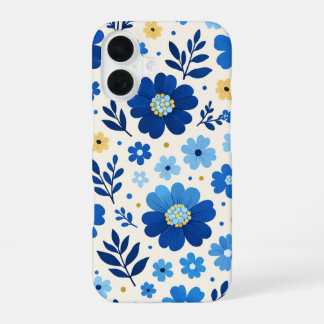 Voeg een elegante Blauwe Bloem iPhone 16 Hoes toe Hoesje
