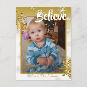 Voeg een foto toe aan deze Believe Gold-kerstKaart Briefkaart