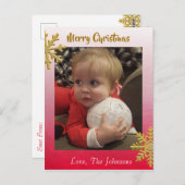 Voeg een foto toe aan deze Rode Snowflakes kerstka Briefkaart (Voorkant / Achterkant)