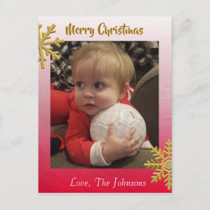 Voeg een foto toe aan deze Rode Snowflakes kerstka Briefkaart