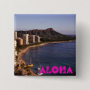 Voeg een Hawaïaanse vakantiefoto toe Vierkante Button 5,1 Cm