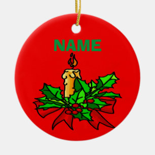 Voeg een naam kerstboom toe keramisch ornament