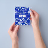 Voeg een naam, naam collage In blauw & wit Flyer (Hand)