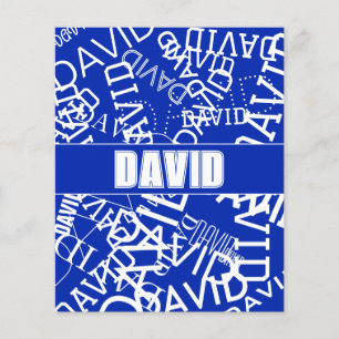 Voeg een naam, naam collage In blauw & wit Flyer