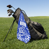 Voeg een naam, naam collage In blauw & wit Golfhanddoek (Groen)