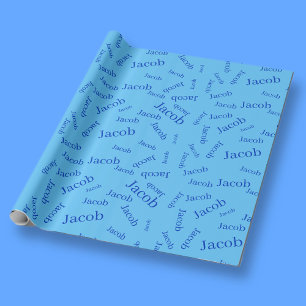 Voeg een naam of woord toe   Blauw & Hemelsblauw Cadeaupapier