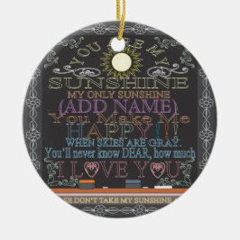 Voeg een naam Sunshine  Chalkboard toe Keramisch Ornament