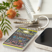 Voeg een naam Sunshine  Chalkboard toe Sleutelhanger (Voorkant Rechts)