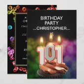 Voeg een naam toe, 101st Birthday Party Invitation Kaart (Voorkant / Achterkant)