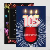 Voeg een naam toe, 105th Birthday Party Invitation Kaart (Voorkant / Achterkant)