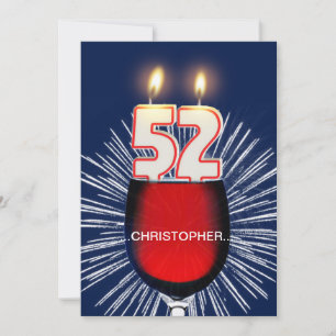 Voeg een naam toe, 52e Birthday party Invitation, Kaart