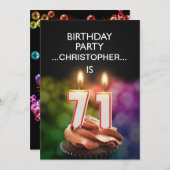 Voeg een naam toe, 71ste verjaardag Uitnodiging (Voorkant / Achterkant)