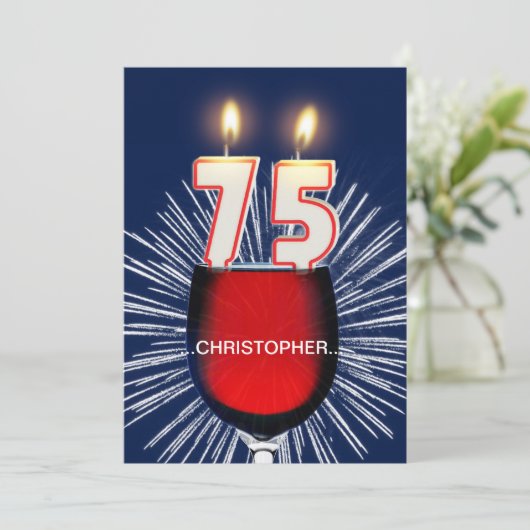 Voeg een naam toe, 75e verjaardag Uitnodiging, wij Kaart (Staand voorkant)