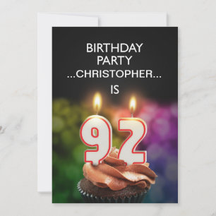 Voeg een naam toe, 92nd Birthday party Invitation Kaart