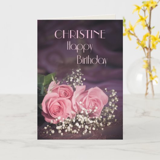 Voeg een naam toe, Birthday-kaart met roze rozen Kaart (Gele Bloem)