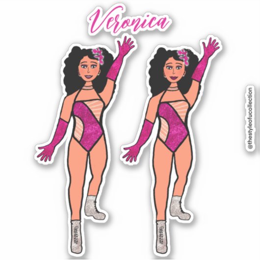 Voeg een naam toe Dancer Sticker Fuchsia & Diamond (Voorkant)