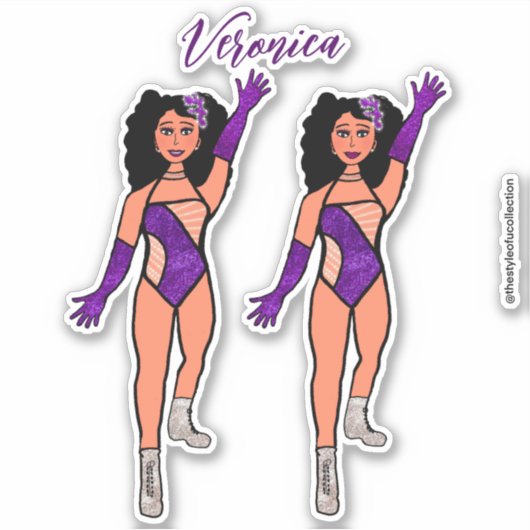 Voeg een naam toe Dancer Sticker Paarse & Diamonds (Voorkant)