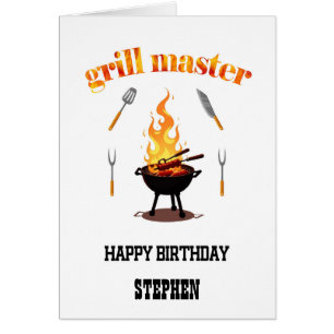 Voeg een naam toe Grill Master Birthday