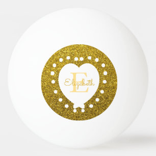 Voeg een naam toe met de naam Monogram Gold Glitte Pingpongballen