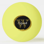 Voeg een naam toe: Monogram Gold Black Oval Pingpongballen (Achterkant)