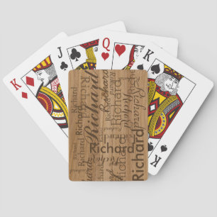 Voeg een naam toe om gepersonaliseerde houtachtige pokerkaarten