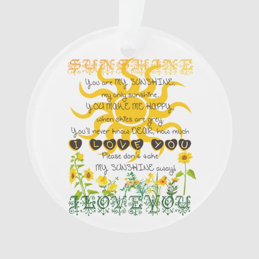 Voeg een naam toe U bent Mijn Zonneuwen Ornament (voorkant)