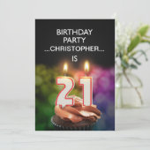 Voeg een naam toe, Uitnodiging voor 21e verjaardag (Staand voorkant)