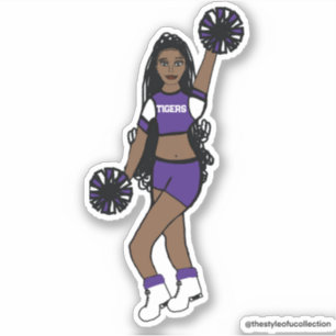 Voeg een Team Cheer Paarse /White/ Zwart Sticker