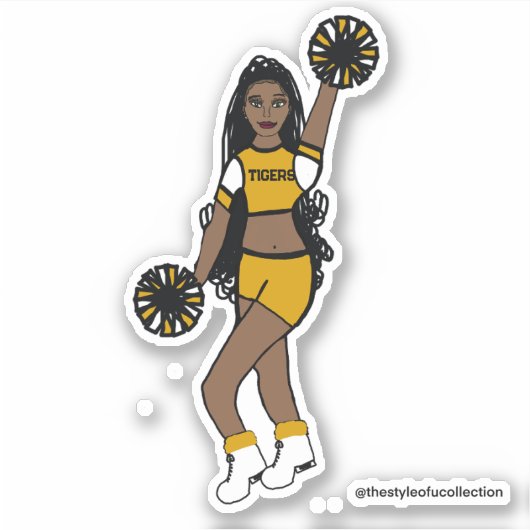 Voeg een team cheer Stickers geel / wit / zwart (Voorkant)