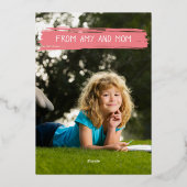 Voeg een tekening van je kind toe Leuk persoonlijk Folie Feestdagenkaart (Achterkant)