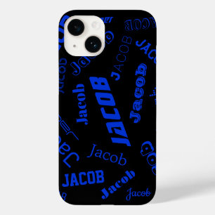 Voeg elke naam of woord toe Blauw & Zwart Case-Mate iPhone 14 Hoesje