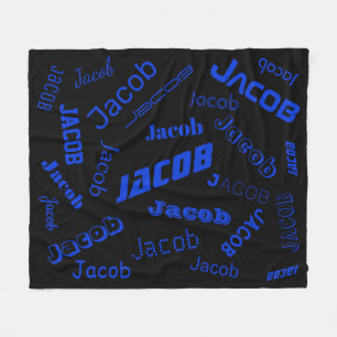 Voeg elke naam of woord toe Blauw & Zwart Fleece Deken