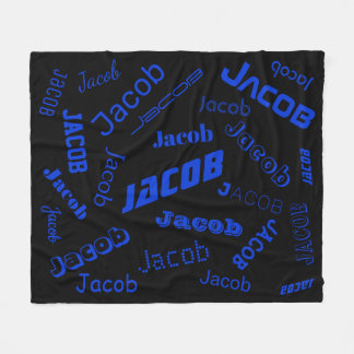 Voeg elke naam of woord toe | Blauw & Zwart Fleece Deken