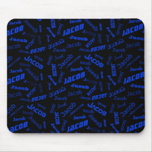 Voeg elke naam of woord toe Blauw & Zwart Muismat