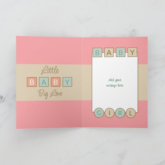 Voeg er namen aan toe: koraalgroen nieuw babymeisj kaart (Binnen)