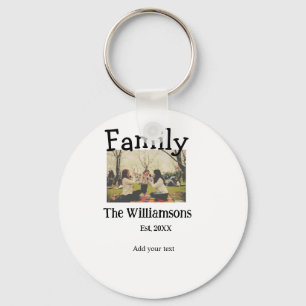 Voeg familienaam foto jaar rustieke  sjabloon sleutelhanger