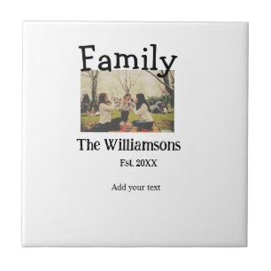Voeg familienaam foto jaar rustieke sjabloon tegeltje