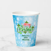 Voeg Familienaam toe die Merry KerstBlue aanpast Papieren Bekers (Achterkant)