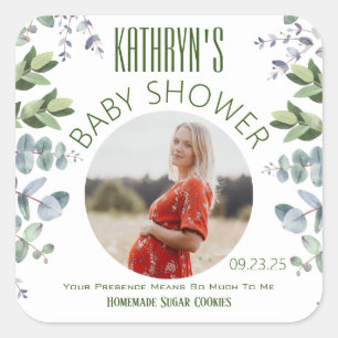 Voeg foto baby shower favoren label toe