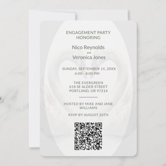 Voeg foto engagement party QR code uitnodiging toe (Achterkant)