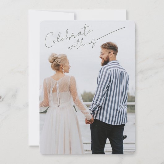 Voeg foto engagement party QR code uitnodiging toe (Voorkant)