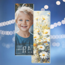 Voeg foto jongen in het blauw dubbelzijdige bloem
