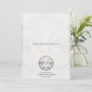 Voeg foto moderne grillige dolfijn bruiloft toe save the date