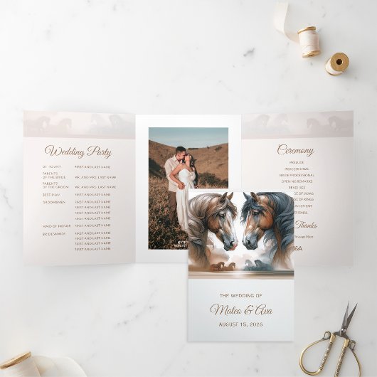 Voeg foto toe Speciale Trifold Wedding Programma