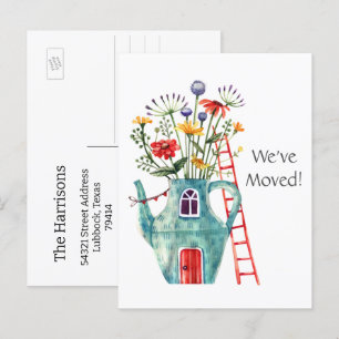 Voeg foto toe, we zijn verhuisd, grillig Briefkaar Briefkaart
