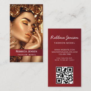 Voeg foto trendy mode model zwart QR Code Visitekaartje