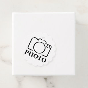 Voeg gepersonaliseerde foto bruiloft modern Schatt Bedankjes Labels