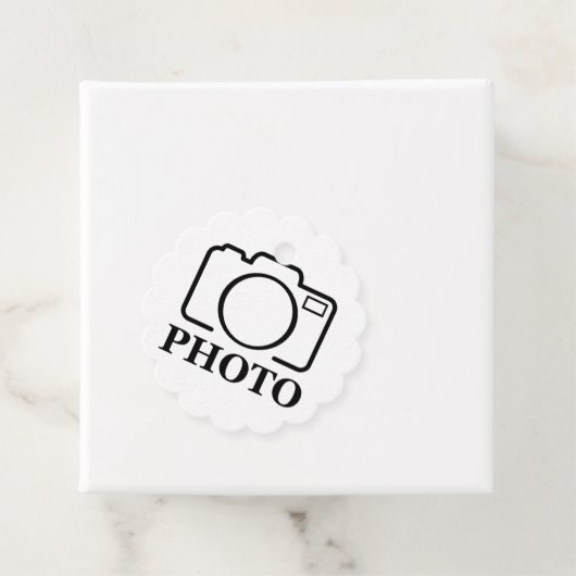 Voeg gepersonaliseerde foto bruiloft modern Schatt Bedankjes Labels (In situ)