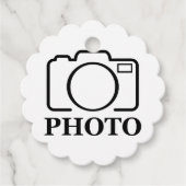 Voeg gepersonaliseerde foto bruiloft modern Schatt Bedankjes Labels (Voorkant)