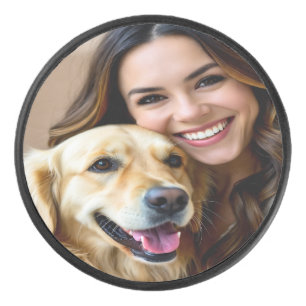 Voeg Golden Retriever-foto personaliseren toe Hockey Puck